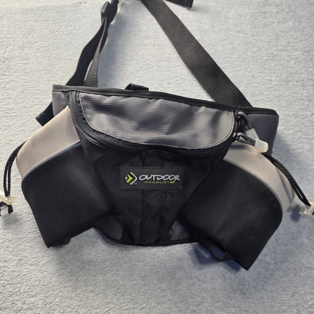 Outdoor Products Hiking Waist Pack Fanny Pack Black Gray Dual Bottle Mesh Back